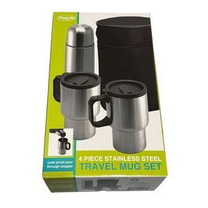 FineLife 4pc Stainless Steel Travel Mug Set w/Case